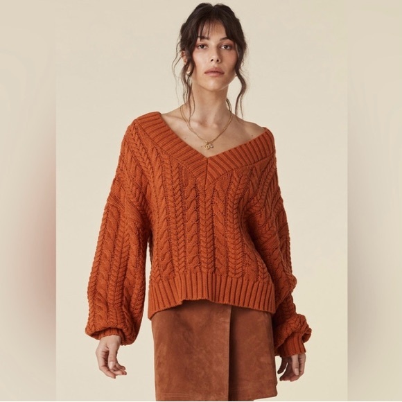 Spell Rolling Hills Knitting Jumper in Copper, Size Large - Picture 3 of 6